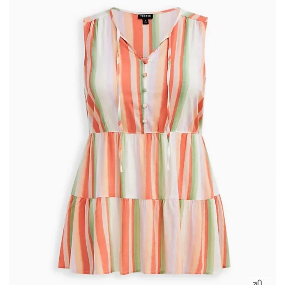 NWT torrid Striped Tiered Tank - Size 1 (14/16) - Orange/Peach/White - Picture 3 of 9